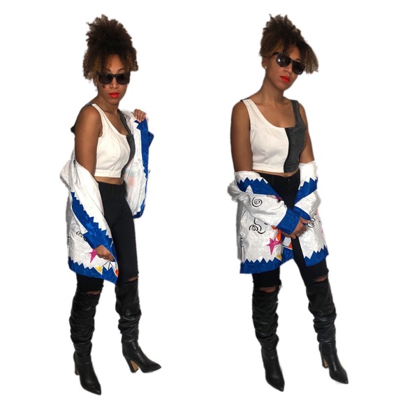 Vintage Tops - Vintage 90s denim zip up crop top size medium